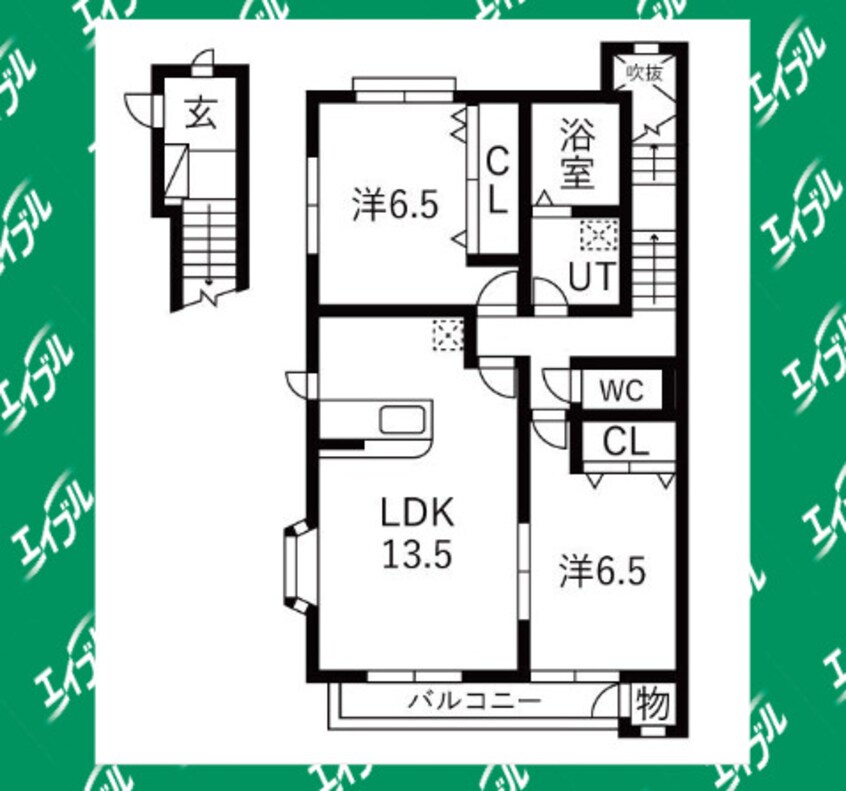 間取図 武豊線/石浜駅 徒歩9分 2階 築23年