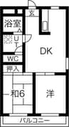 フラワーハイツツボイ 2DKの間取り