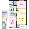 バ－シア　ユ－ 2LDKの間取り