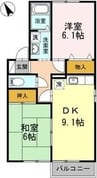セジュール富貴ノ台 2DKの間取り