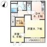プラージュ鳴尾 2DKの間取り