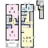 アミティエ東光 2LDKの間取り