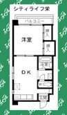シティライフ栄 1DKの間取り