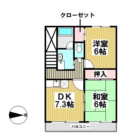 間取り図 武豊線/亀崎駅 徒歩19分 2階 築29年