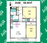 アネックス森岡Ⅲ 2LDKの間取り