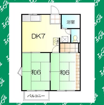 間取図 名鉄常滑線・空港線/太田川駅 徒歩26分 2階 築34年