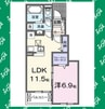 ジュメルⅠ 1LDKの間取り