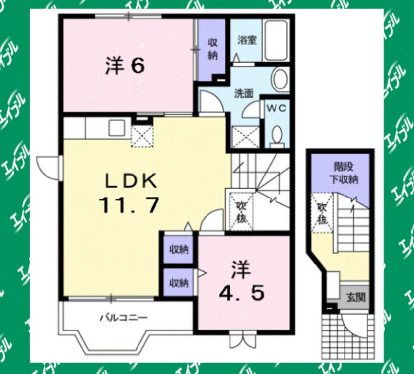 間取図 東海道本線/共和駅 徒歩15分 2階 築29年