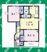 バーシア北崎 2LDKの間取り
