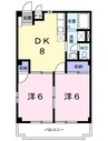 シェリ－メゾン 2DKの間取り
