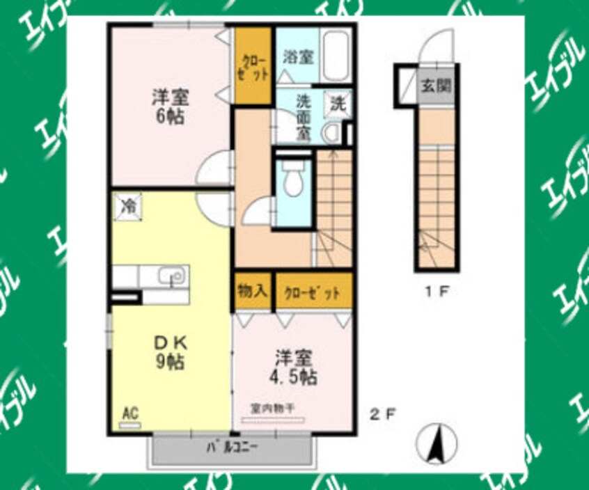 間取図 名鉄常滑線・空港線/道徳駅 徒歩9分 2階 築15年