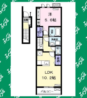 間取図 名古屋臨海高速鉄道<あおなみ線>/荒子川公園駅 徒歩24分 2階 築8年