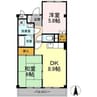 名鉄常滑線・空港線/太田川駅 徒歩17分 2階 築27年 2DKの間取り