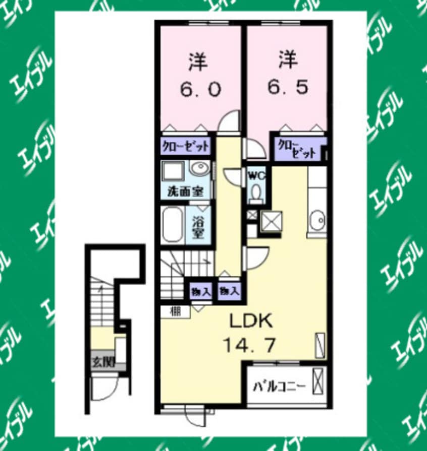 間取図 名古屋臨海高速鉄道<あおなみ線>/荒子川公園駅 徒歩13分 2階 築12年