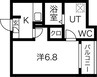 メイクスR道徳公園I 1Kの間取り