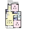 名鉄河和線/植大駅 徒歩13分 1階 築15年 2LDKの間取り