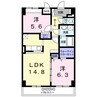 ａｒｉｅｔｔａ（アリエッタ） 2LDKの間取り
