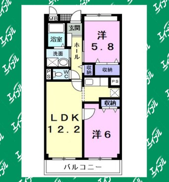 間取図 武豊線/石浜駅 徒歩4分 2階 築22年