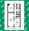 グリーンサイドヨシタカB 2LDKの間取り