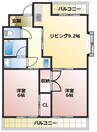 坂井戸マンション 2DKの間取り