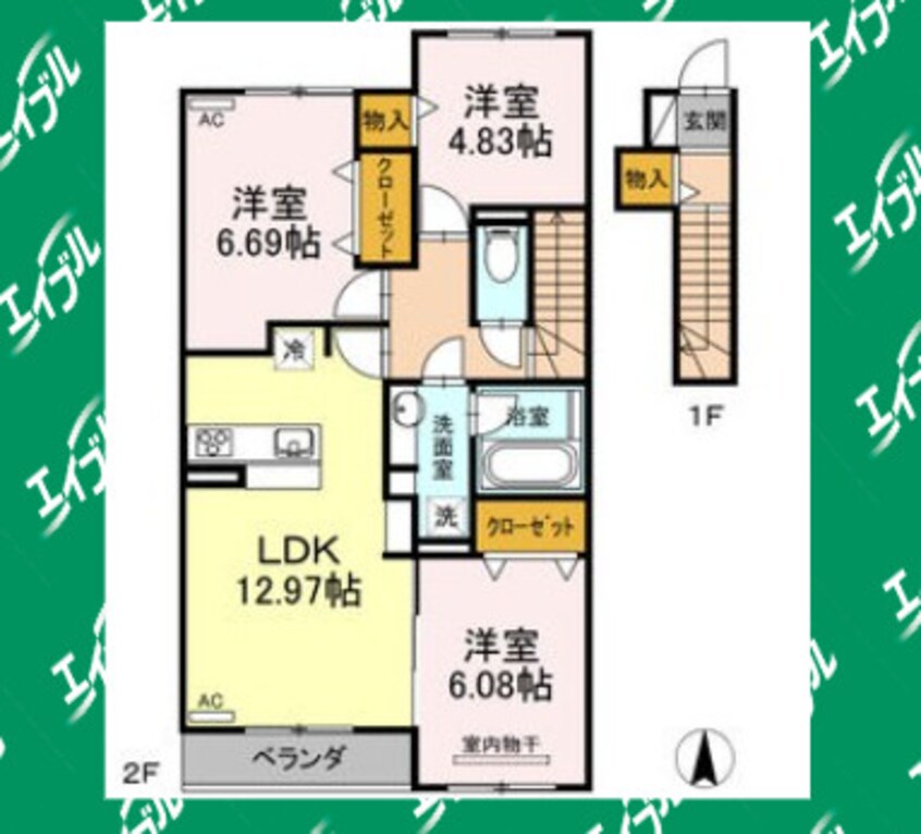 間取図 名古屋臨海高速鉄道<あおなみ線>/稲永駅 徒歩5分 2階 築6年