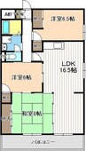 油屋ハイツ中野Ⅱ 3LDKの間取り