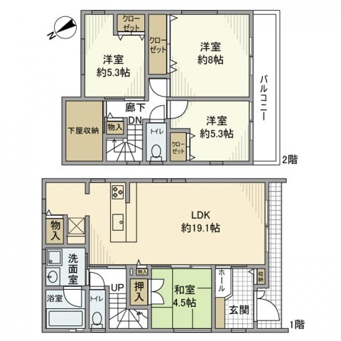間取り図 名鉄名古屋本線/富士松駅 徒歩45分 1-2階 築6年