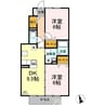リアンＴ 2DKの間取り