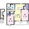 リバーサイド・サクラⅢ 2LDKの間取り