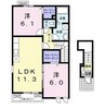カーサ　フェリーチェⅡ 2LDKの間取り