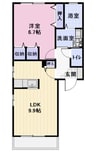 アムールB 1LDKの間取り