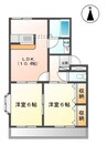 ラバーズハイム弐番館 2LDKの間取り