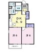 グレースメゾン西原 2DKの間取り