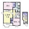 シャンティ北小田　Ｂ 2LDKの間取り