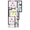 サニ－薬師Ｃ 2DKの間取り