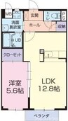 リビオン下沖A 1LDKの間取り