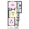 クラール　織部 2DKの間取り