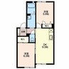 フローラＣ 2DKの間取り