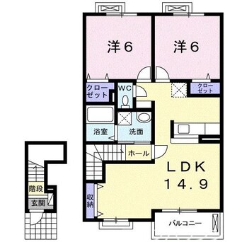 間取図 メゾン　アンソレイエ　Ｂ