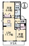 オーパスワン 2LDKの間取り