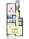 レジデンス穂垣 1LDKの間取り