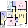 ヴィラ・クレール 2LDKの間取り