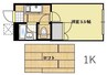 引野プラザ・ドゥ・オーロラA棟 1Kの間取り