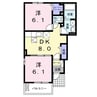 ノーブル 2DKの間取り