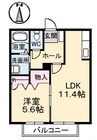 ボン・エール 1LDKの間取り