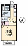ドミール多治米 A棟 1Kの間取り