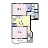 中土井ハイツ 2DKの間取り