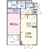 カーサ・ソレイユ　Ｂ 1LDKの間取り