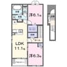千田町３丁目アパート 2LDKの間取り