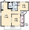 ローズタウン　３番館 2LDKの間取り